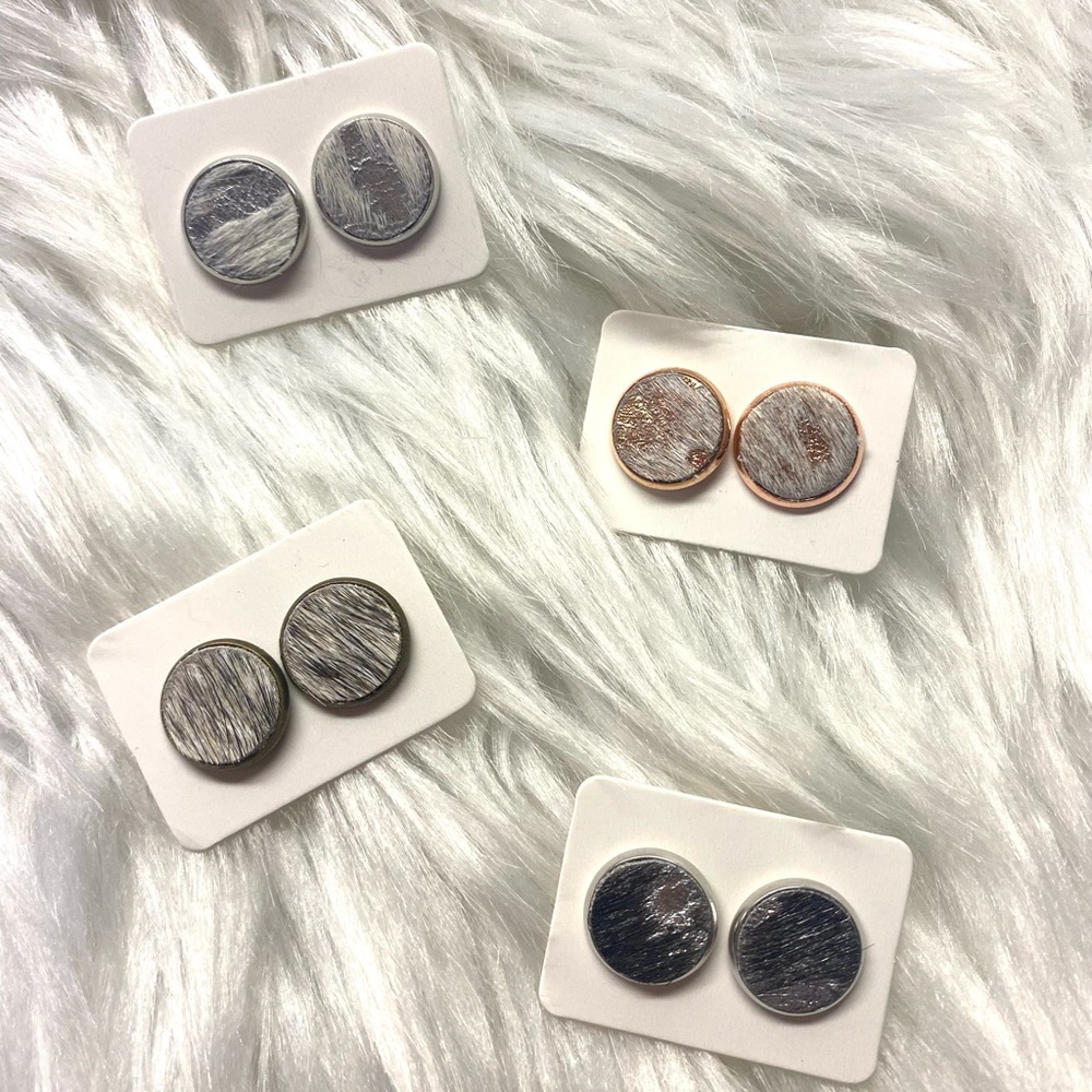 Choice cow hide stud earrings